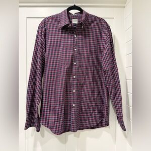 J. Crew Navy and Crimson Plaid Shirt